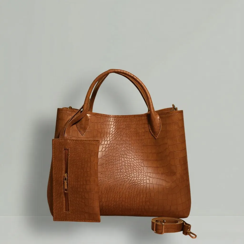 Aurelia Signature Tote – Brown, Black, Light Brown, Pink Blue - Image 3