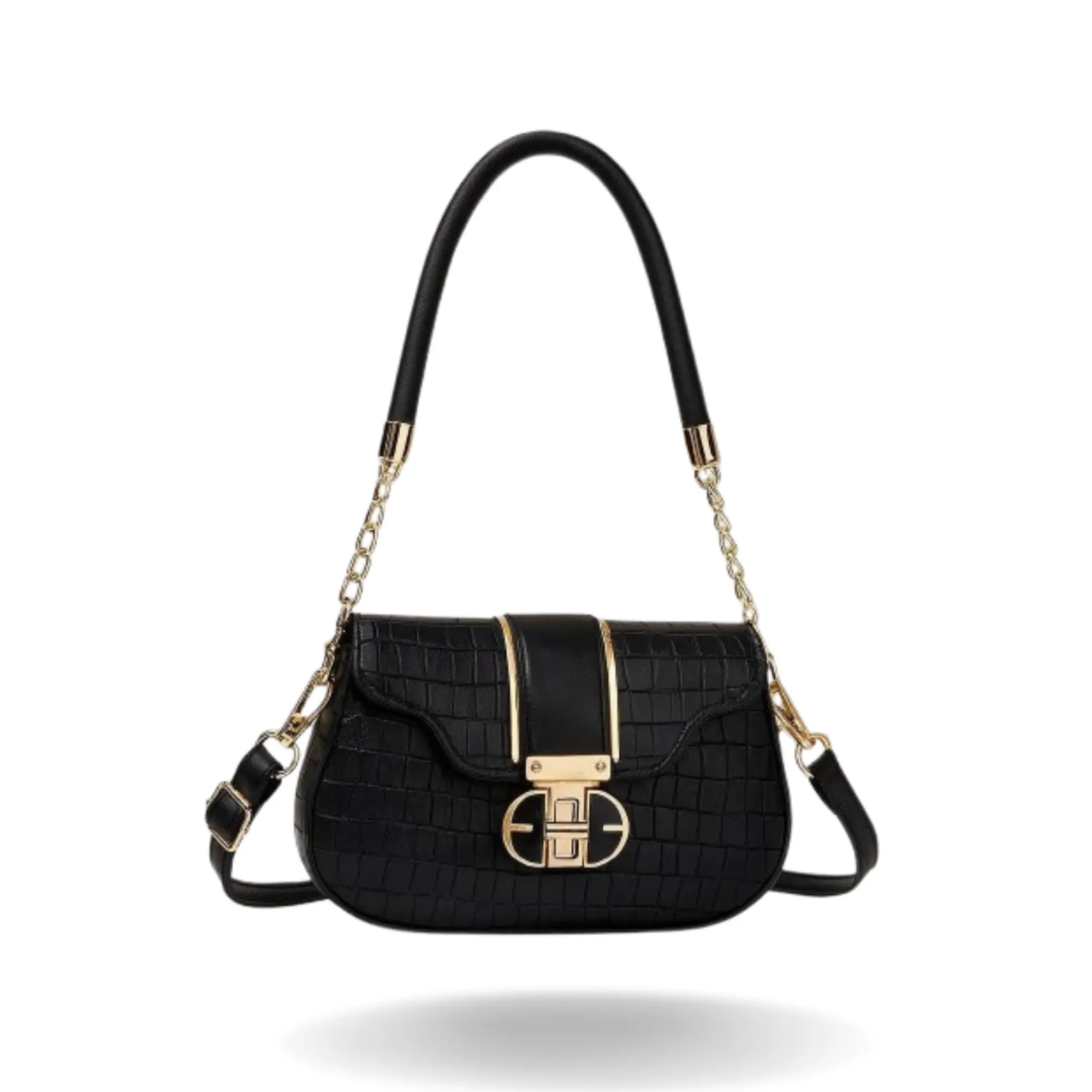 Veloura Chic Crossbody – White, Black, Mustard