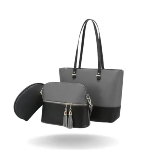 Crescent Elegance Handbag – Grey & Black, Beige & Black, Pink &White, Brown & White, Maroon & Black, Red & Black