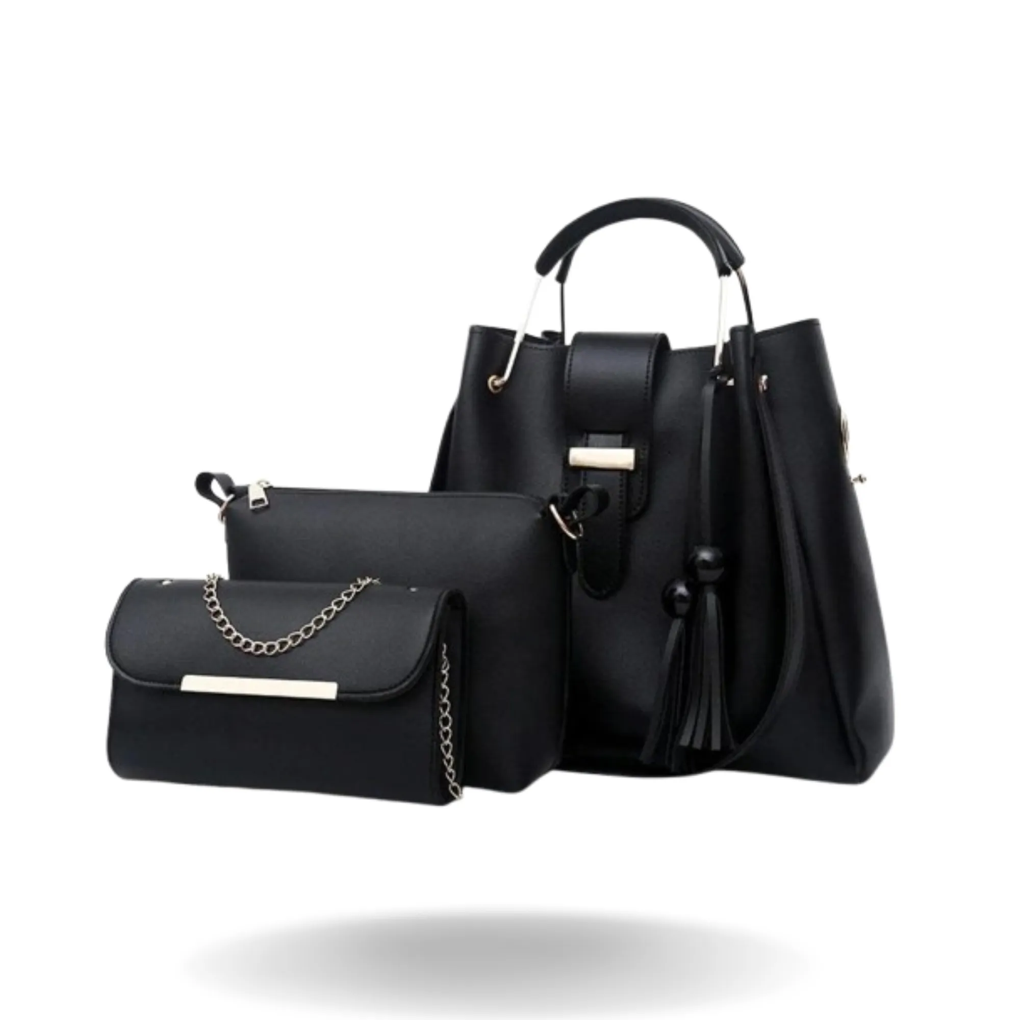 Crescent Elegance Handbag – Pink, Black, Grey, Peach, Yellow, Navy Blue